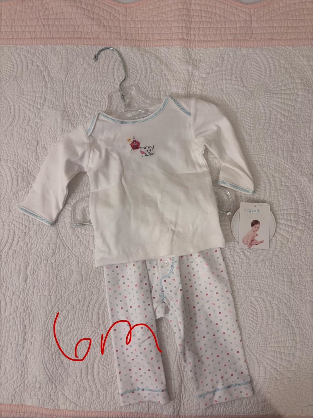 White and Pink Dot Infant Pajama Set by Magnolia